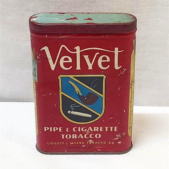 Vintage Velvet Pipe and Cigarette Tobacco Tin - Picture 1 of 2